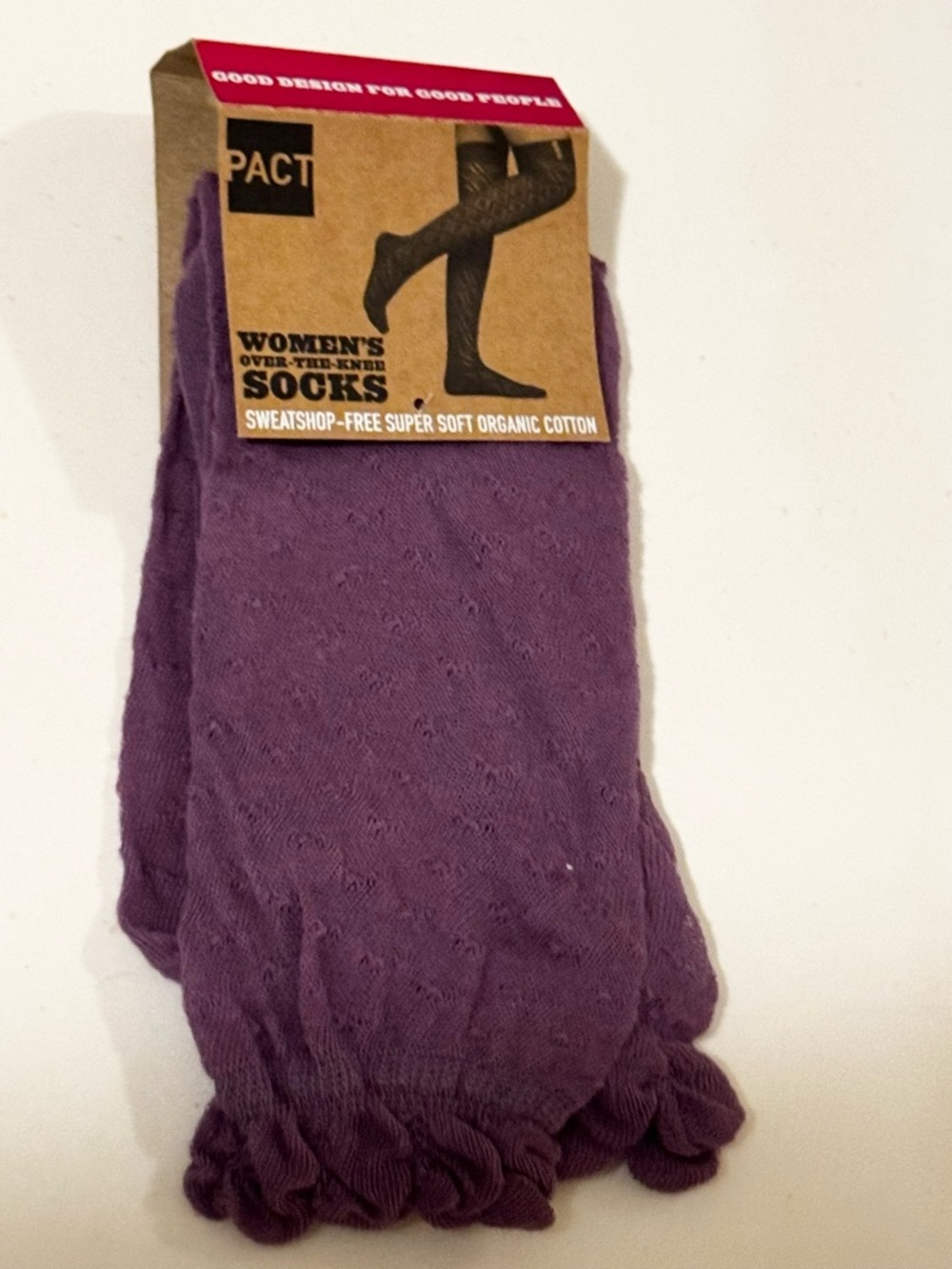 Pact Organic Cotton Women's Over-the-Knee Socks in Purple - NWT